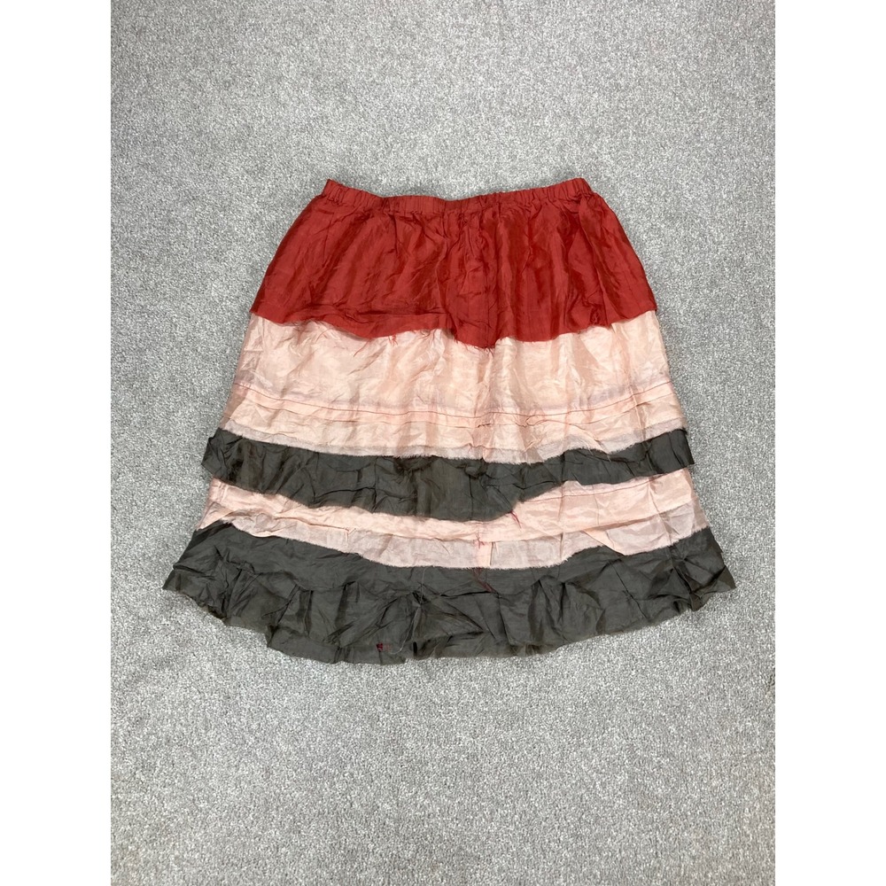 Chan Luu Tiered Silk Colorblock Skirt Womens S Multicolor Boho Ruffle Romantic - Picture 8 of 8